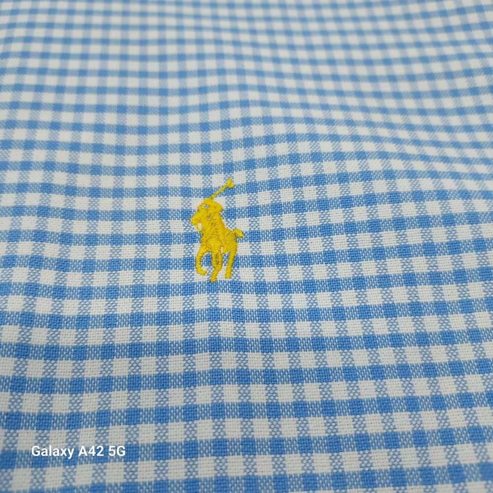 Ralph Lauren Mens XL Classic Fit Gingham Short Sleeve Button Down Shirt Bl/white - Picture 2 of 7
